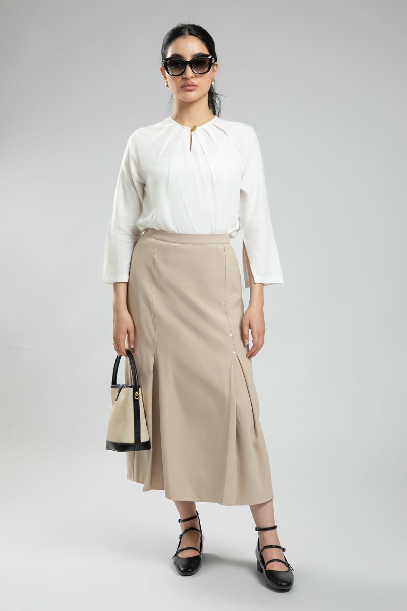 Buy now Women's Classic Office Longline Skirt - Solid Color, Front