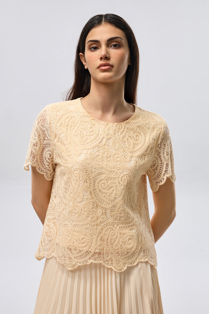 Buy now Short Sleeve Lace Top for Women Online | Rina – Rina Fashion