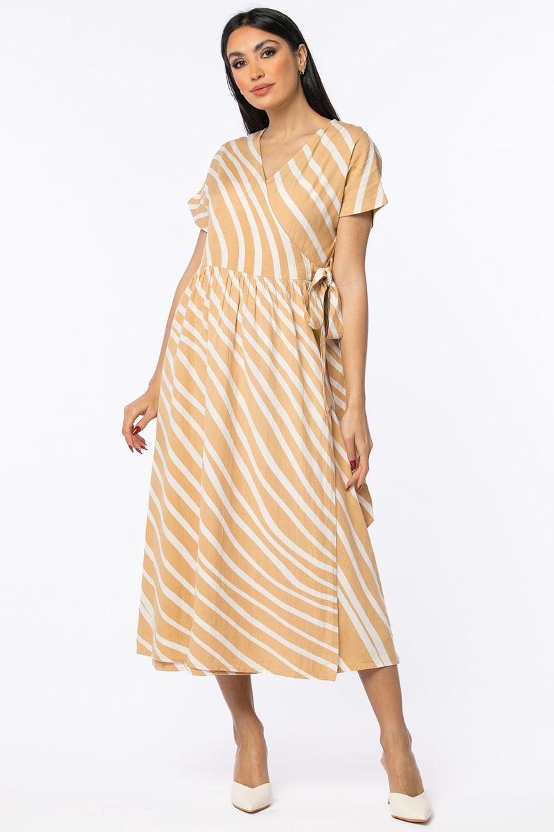 striped wrap dress