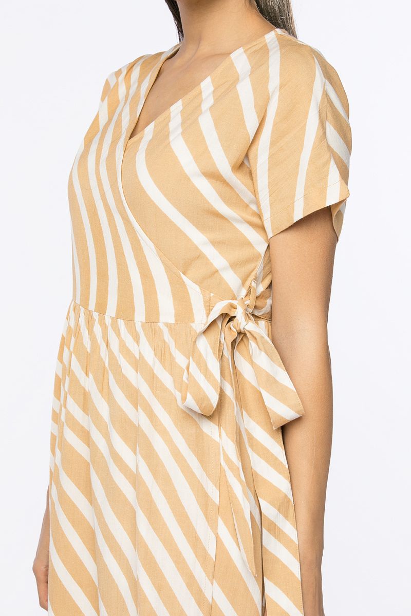 striped wrap dress