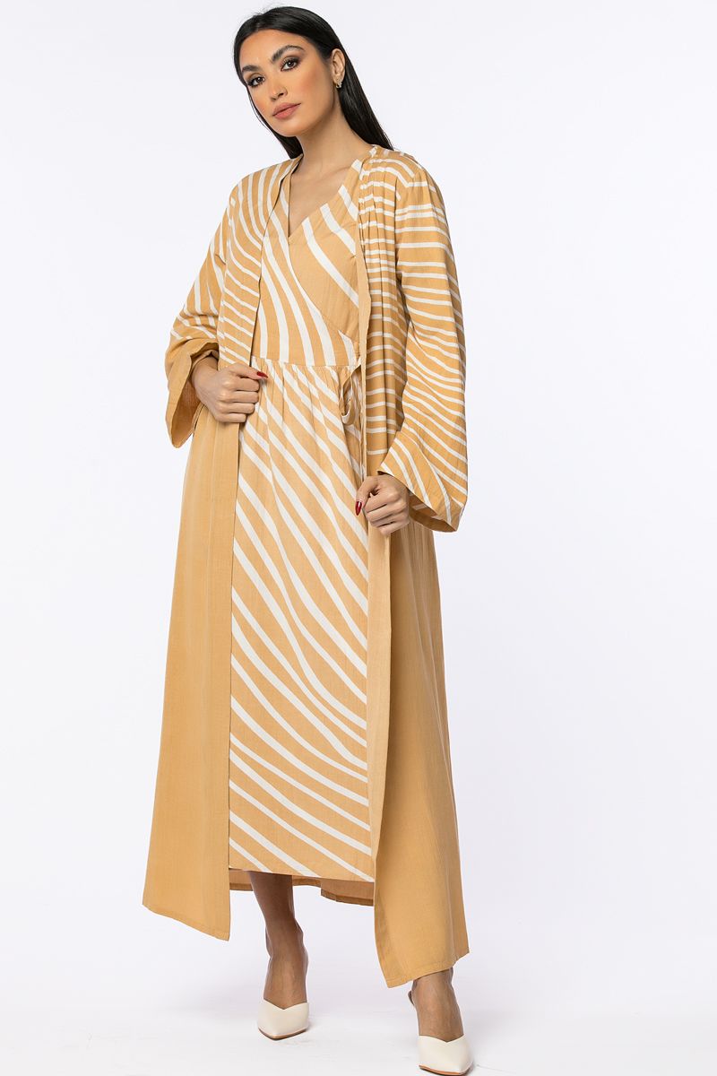 striped outwear abaya