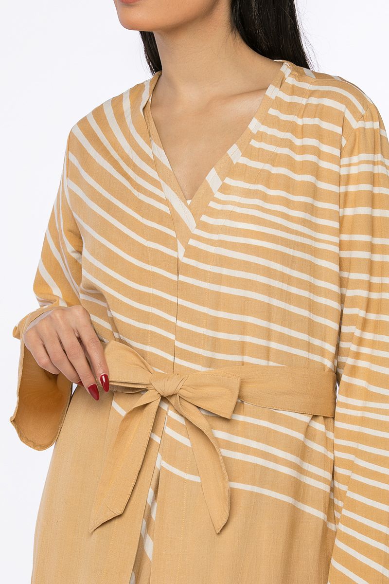 striped outwear abaya