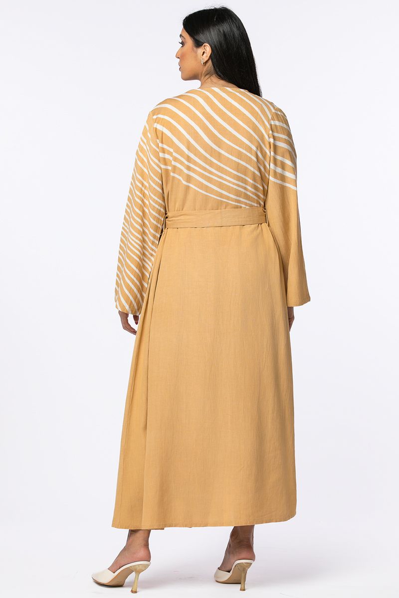 striped outwear abaya