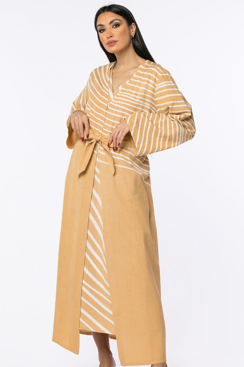 striped outwear abaya