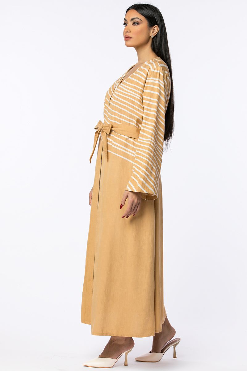 striped outwear abaya