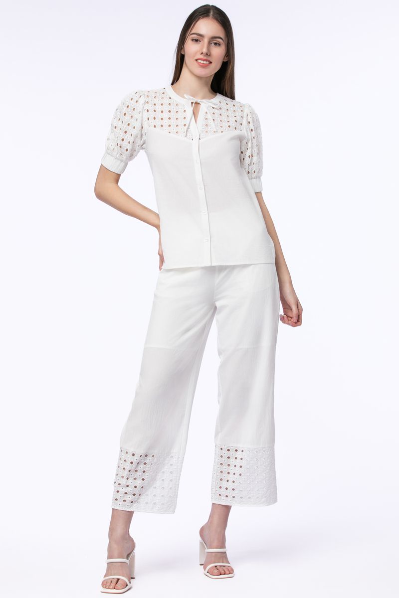 perforated flowy pants