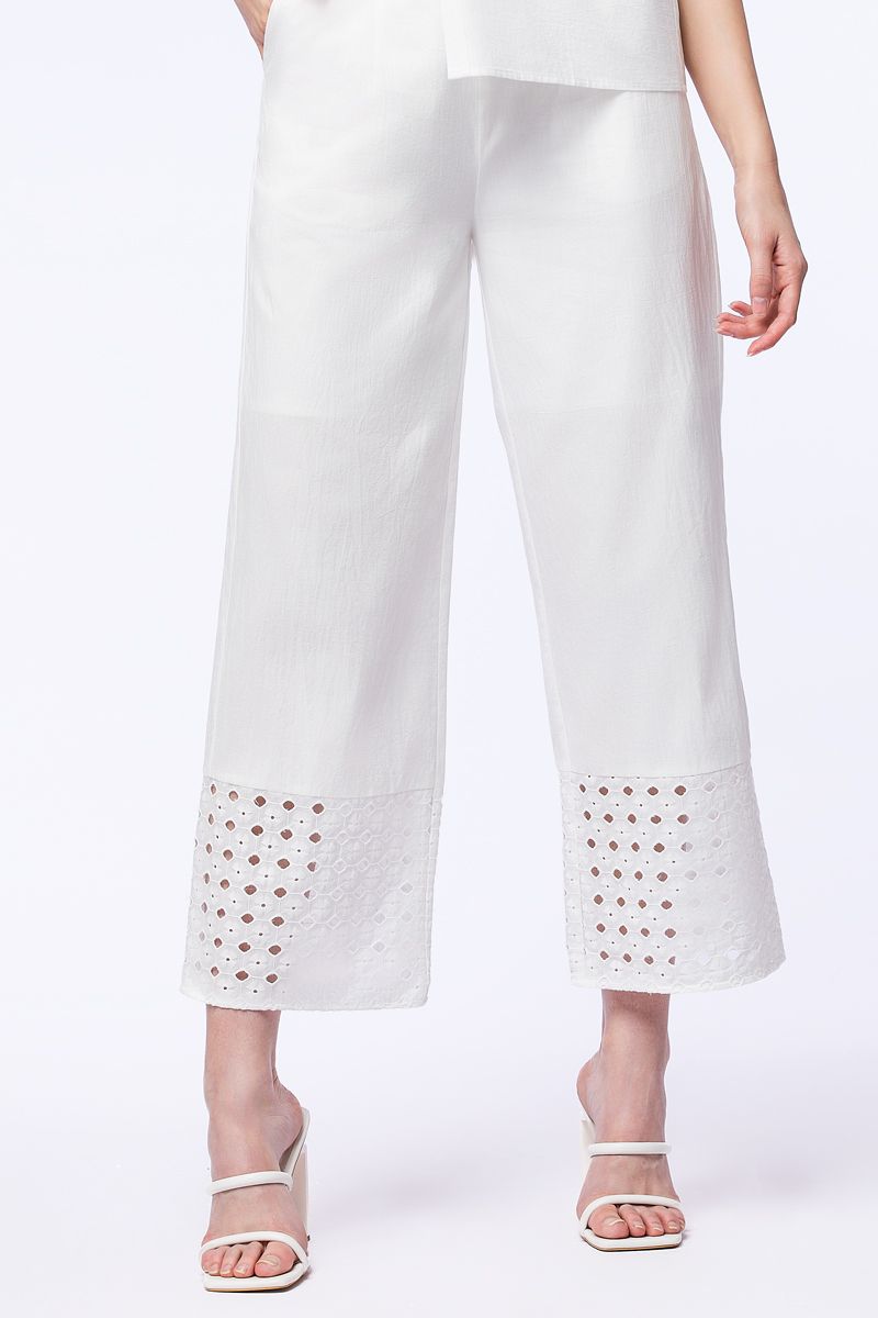 perforated flowy pants
