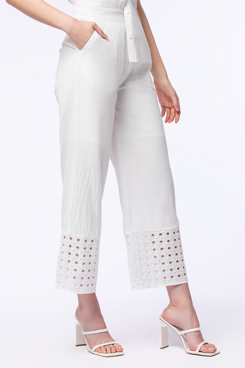 perforated flowy pants