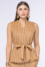 قميص مخطط بدون أكمام