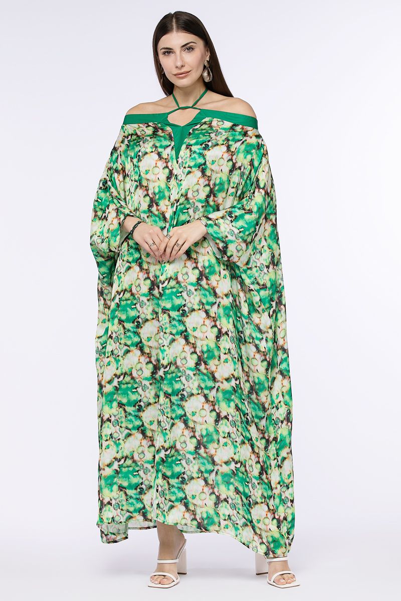 فستان مطبع بأكتاف مكشوفة