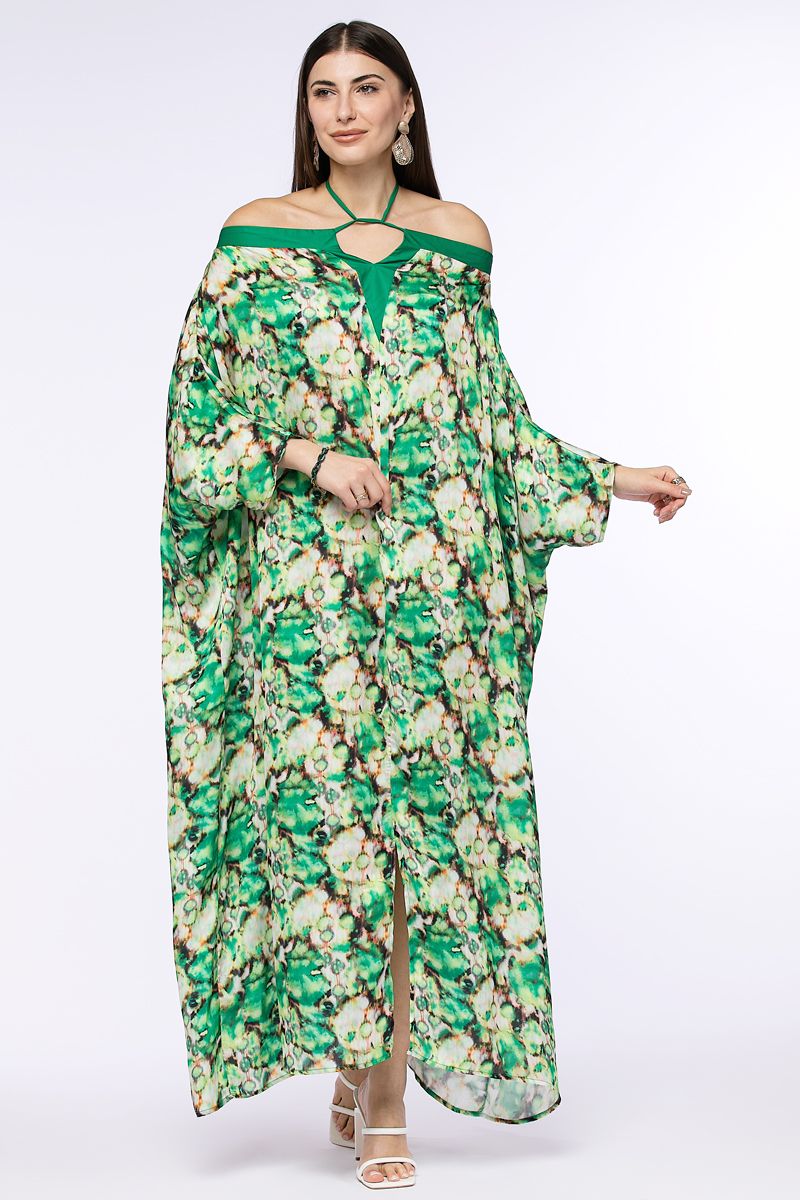 فستان مطبع بأكتاف مكشوفة