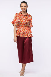 قميص ساتان مطبع