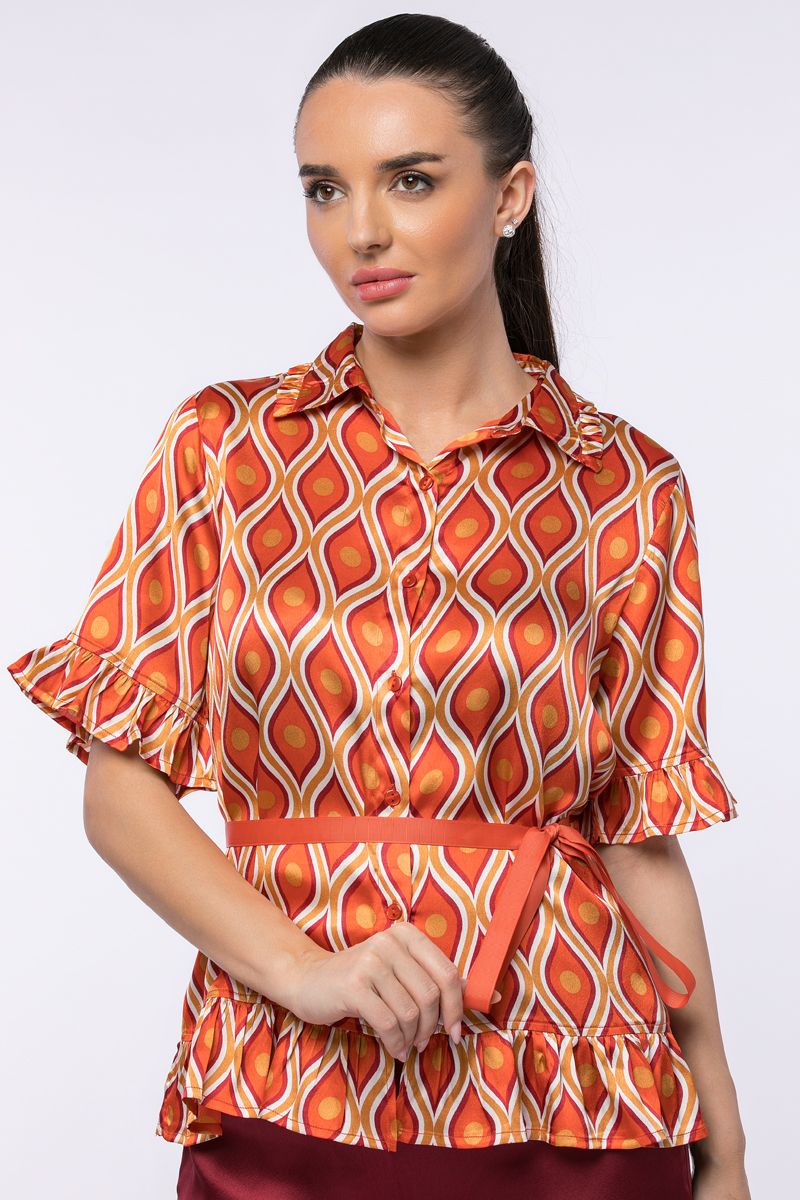 قميص ساتان مطبع