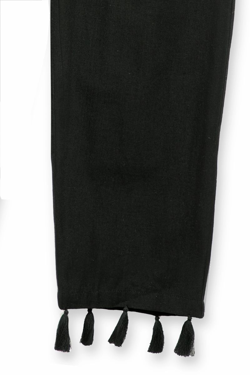 cropped pants with tassels