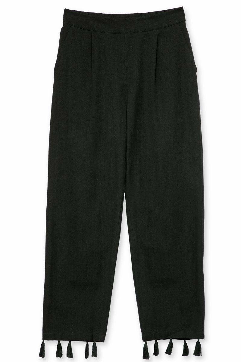 cropped pants with tassels