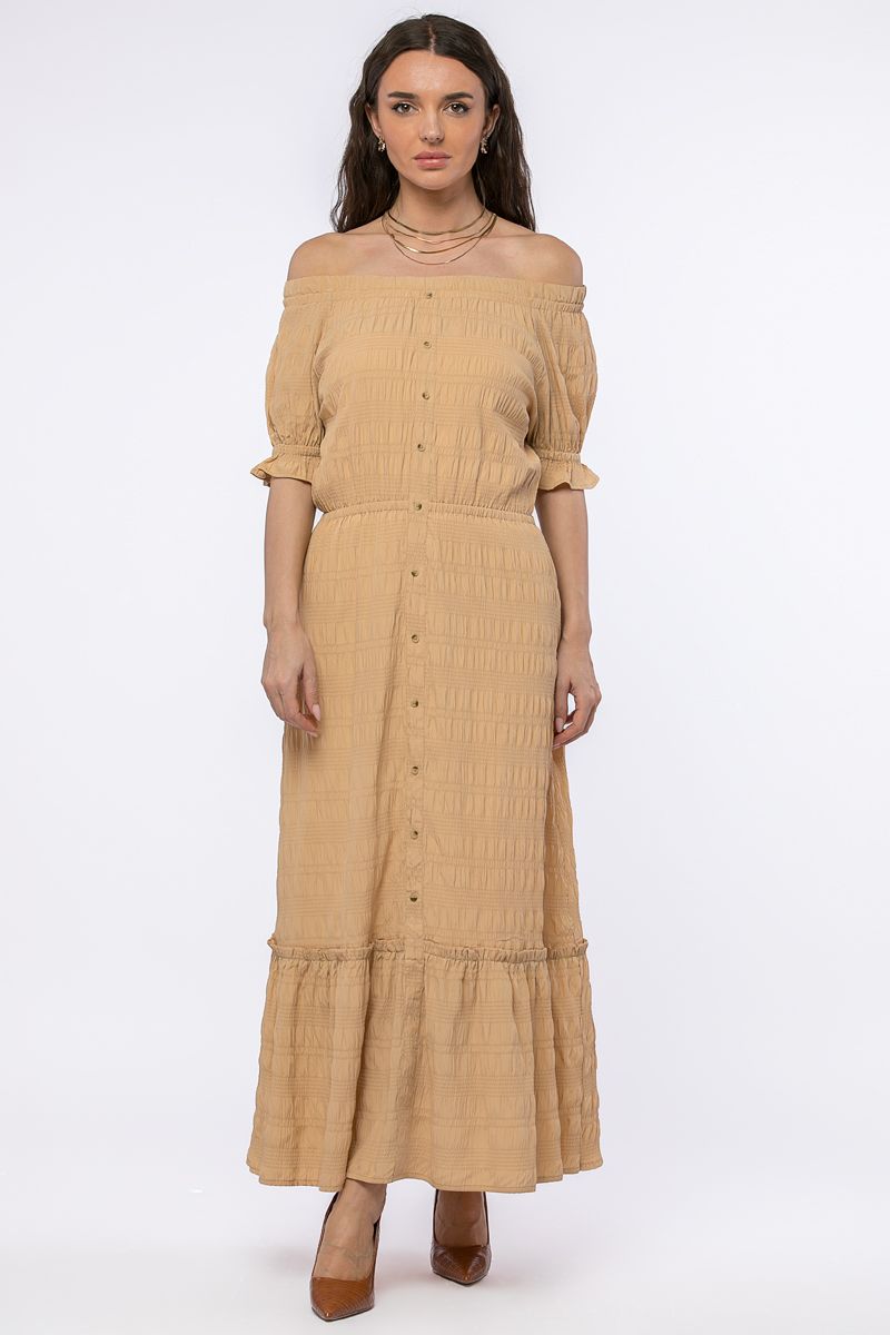 فستان ماكسي بخامة منقوشة