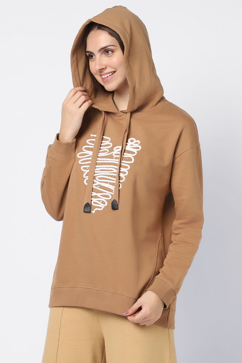 hoodie with trimmed and sequin print