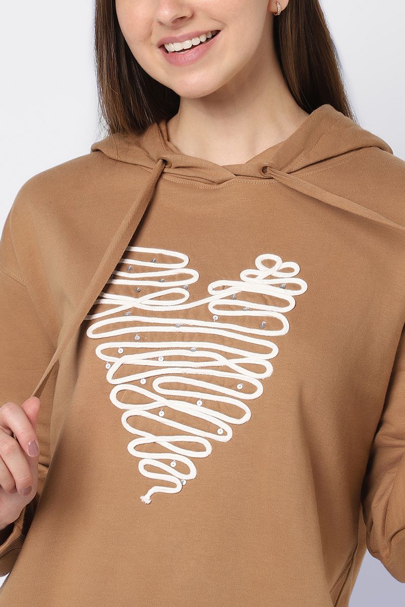 hoodie with trimmed and sequin print