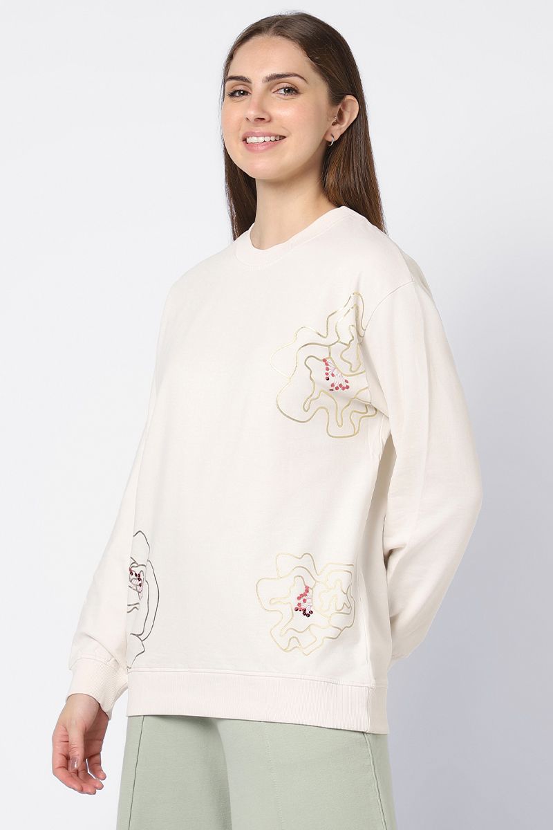 sweatshirt with floral prints and sequin