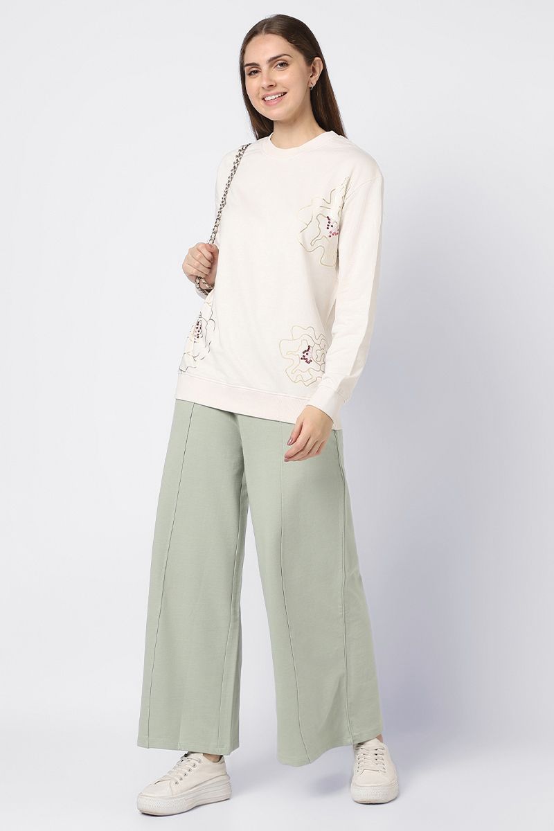 sweatshirt with floral prints and sequin