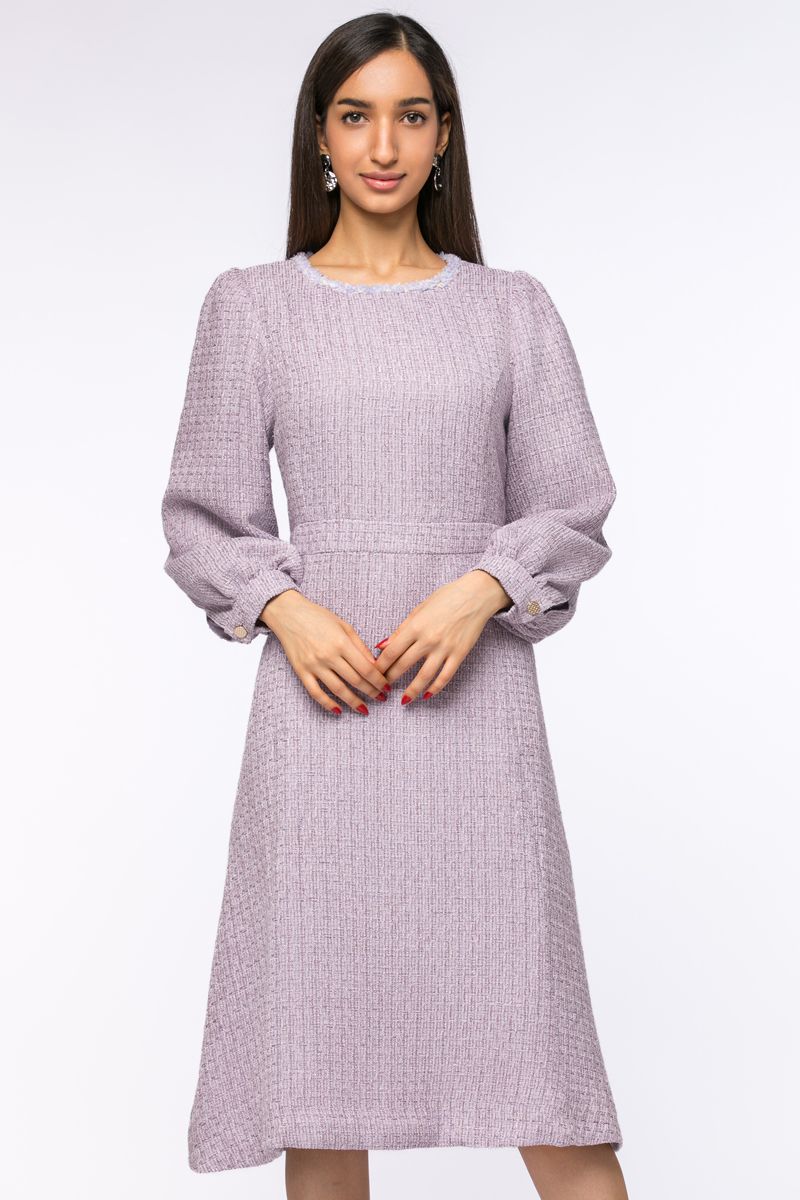 tuede dress with puffed sleeves