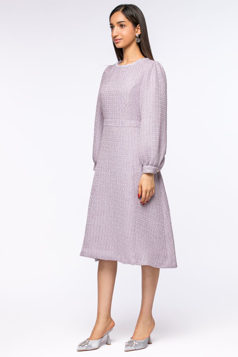 tuede dress with puffed sleeves