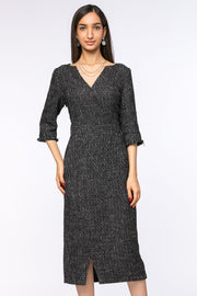 tuede dress with front slit