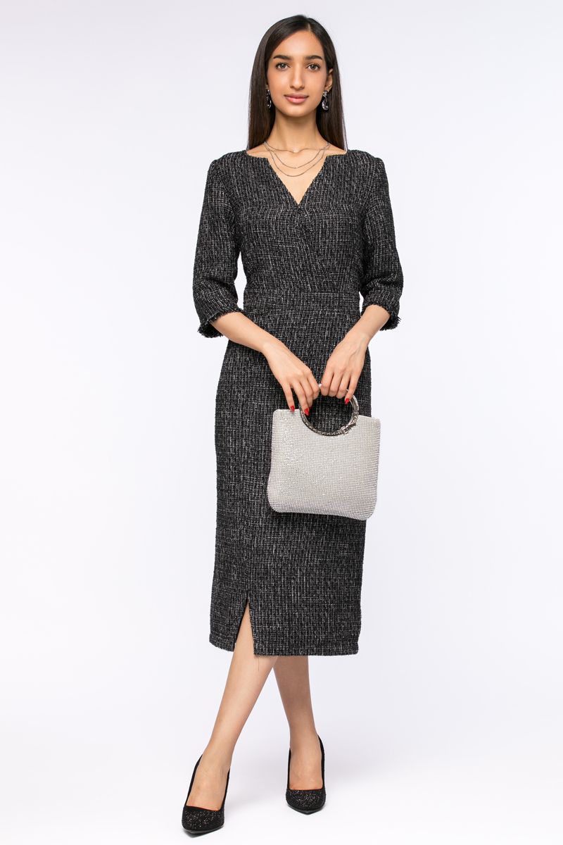 tuede dress with front slit