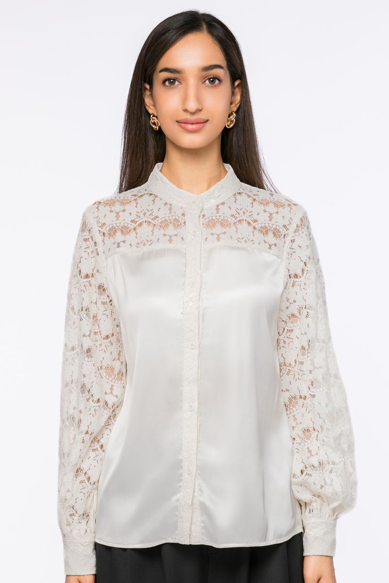 قميص ساتان بتفاصيل دانتيل