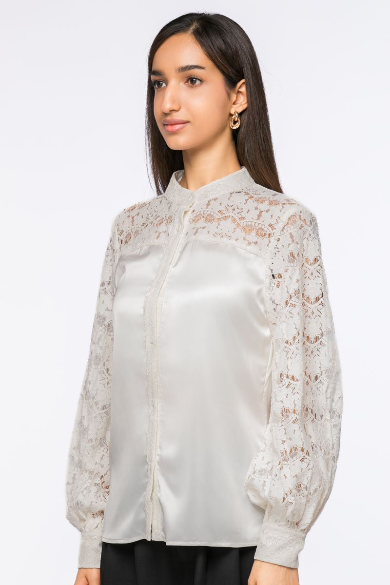 قميص ساتان بتفاصيل دانتيل