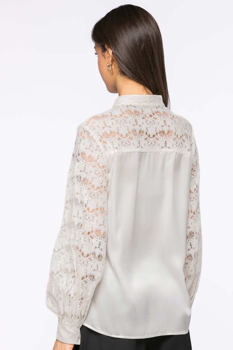 قميص ساتان بتفاصيل دانتيل