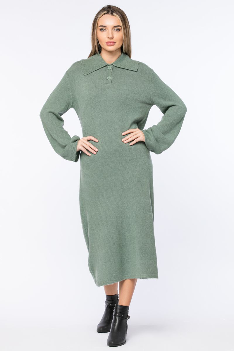knitted dress with classic collar
