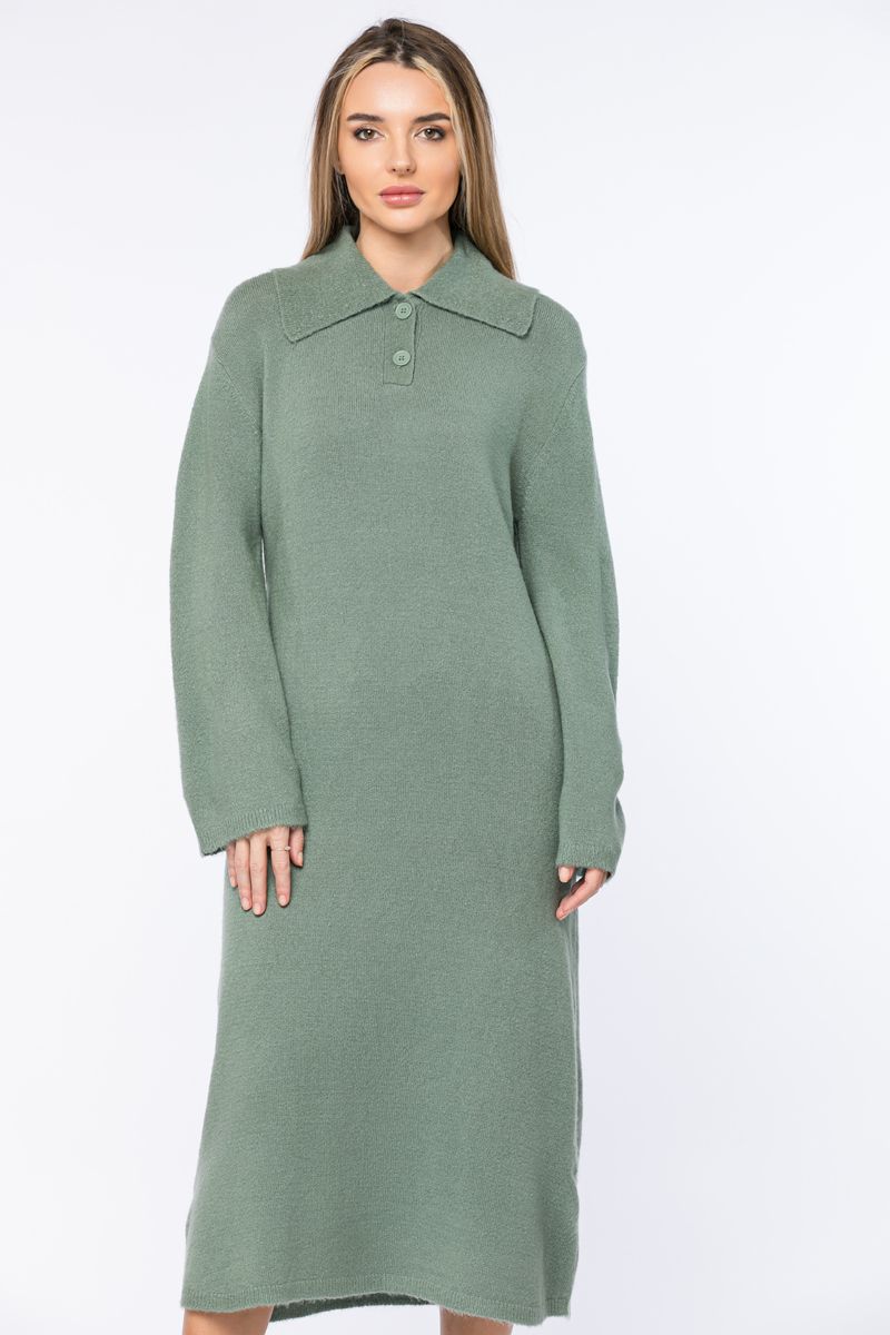knitted dress with classic collar