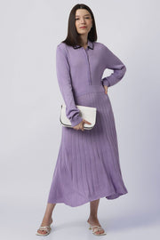 فستان صوف نقشة مضلعة