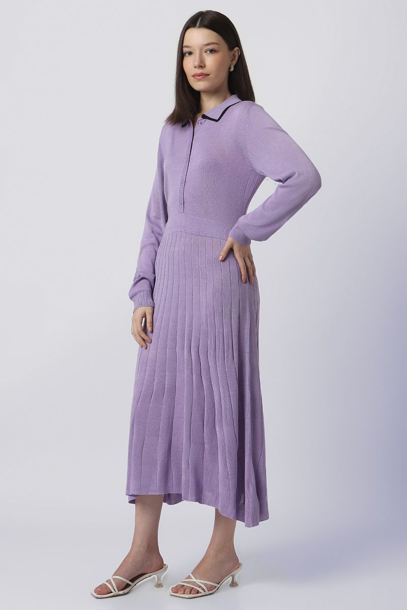 فستان صوف نقشة مضلعة