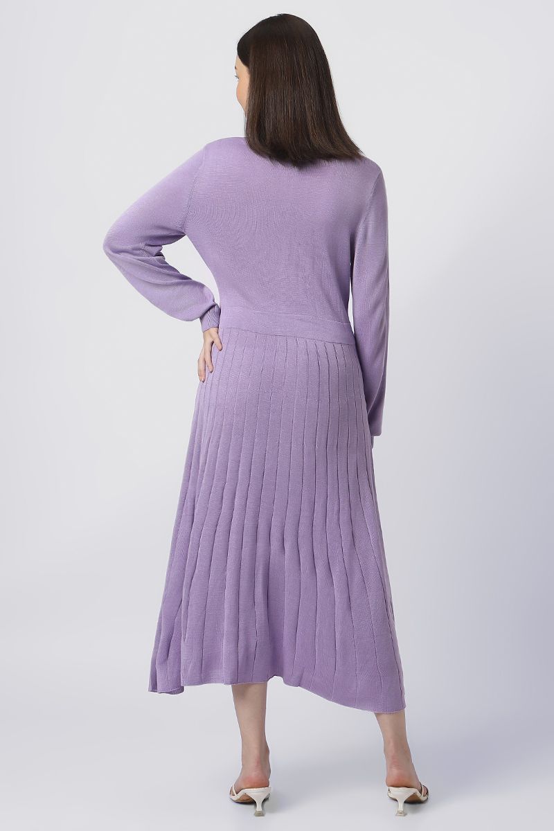 فستان صوف نقشة مضلعة