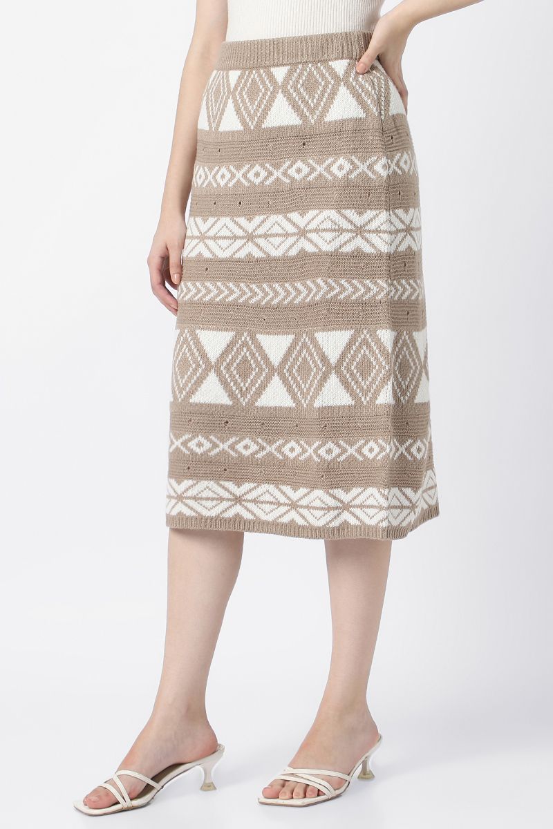 contrast colored knitted skirt