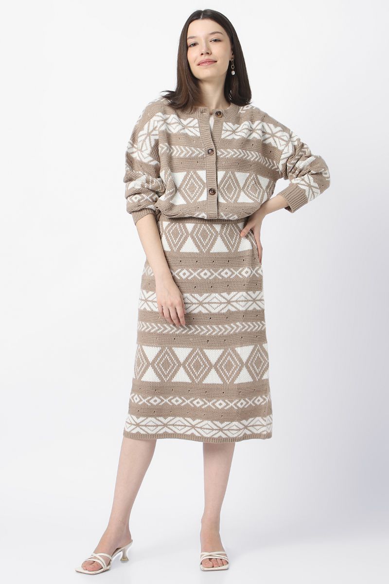 contrast colored knitted skirt