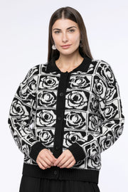 contrast colored knitted cardigan