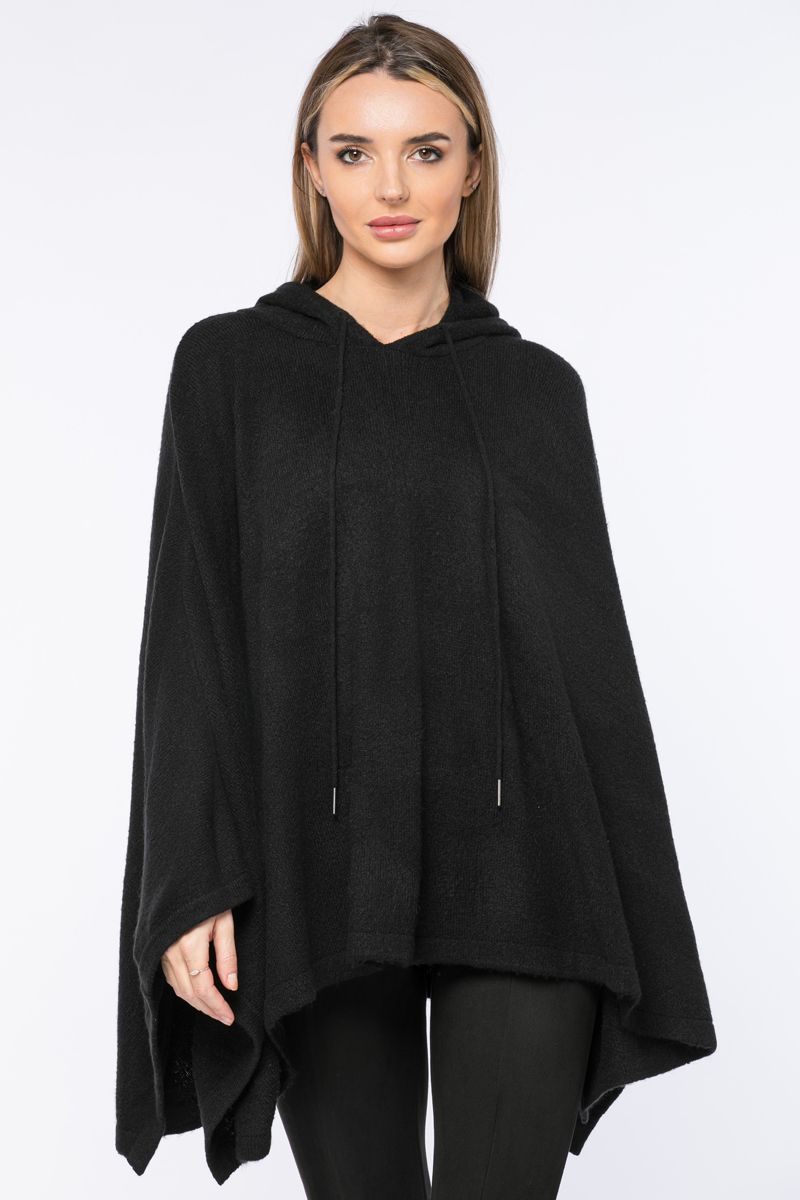 knitted poncho with hoodie