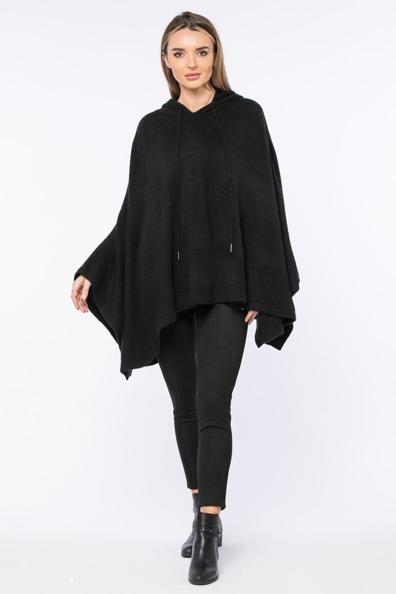 knitted poncho with hoodie