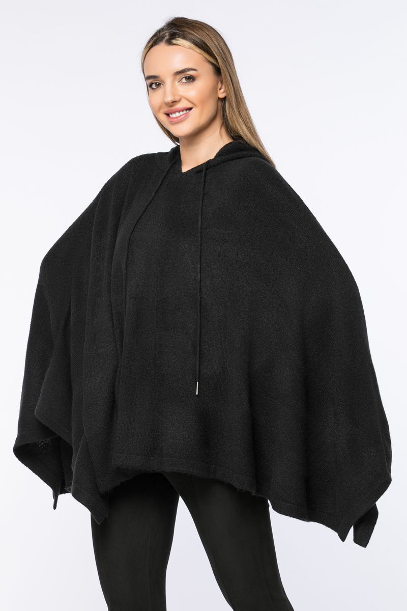 knitted poncho with hoodie