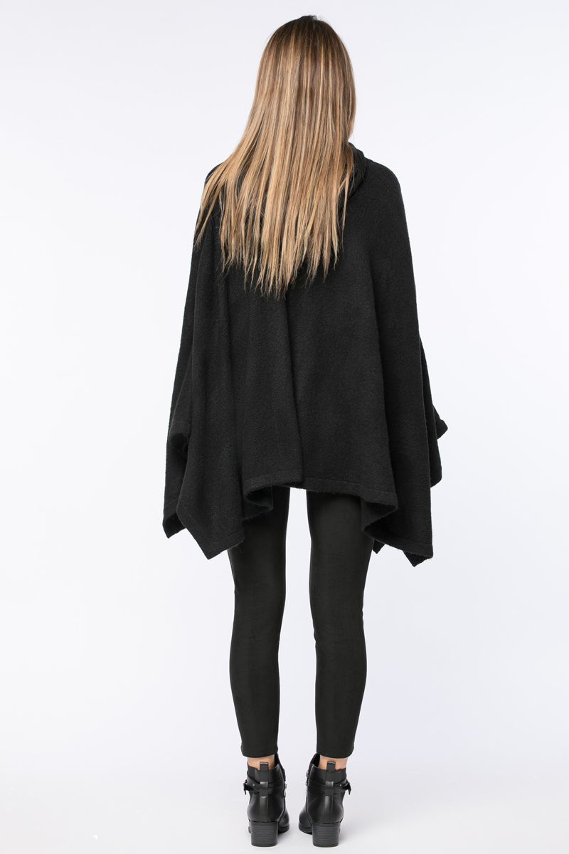 knitted poncho with hoodie