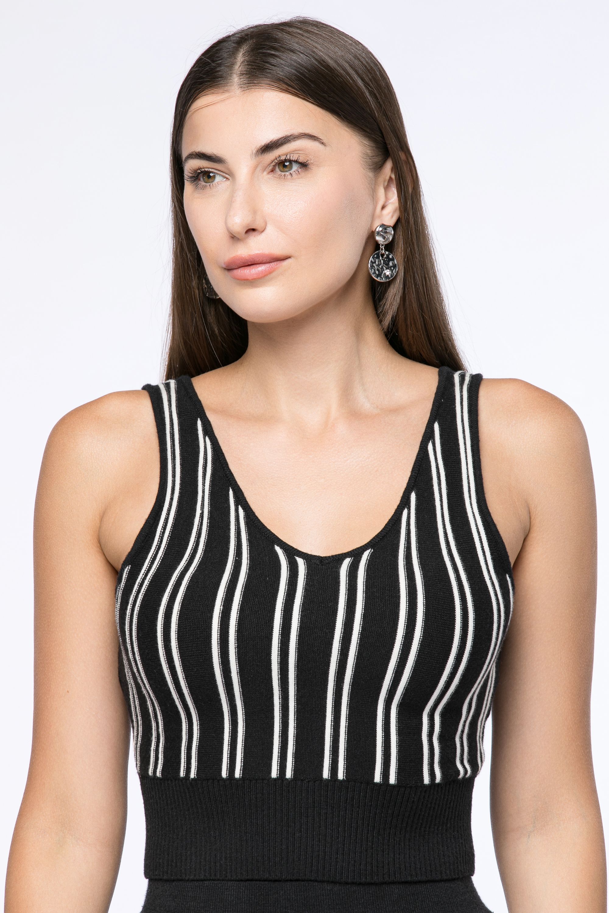 striped knitted cropped top