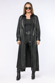 longline faux leather shirt