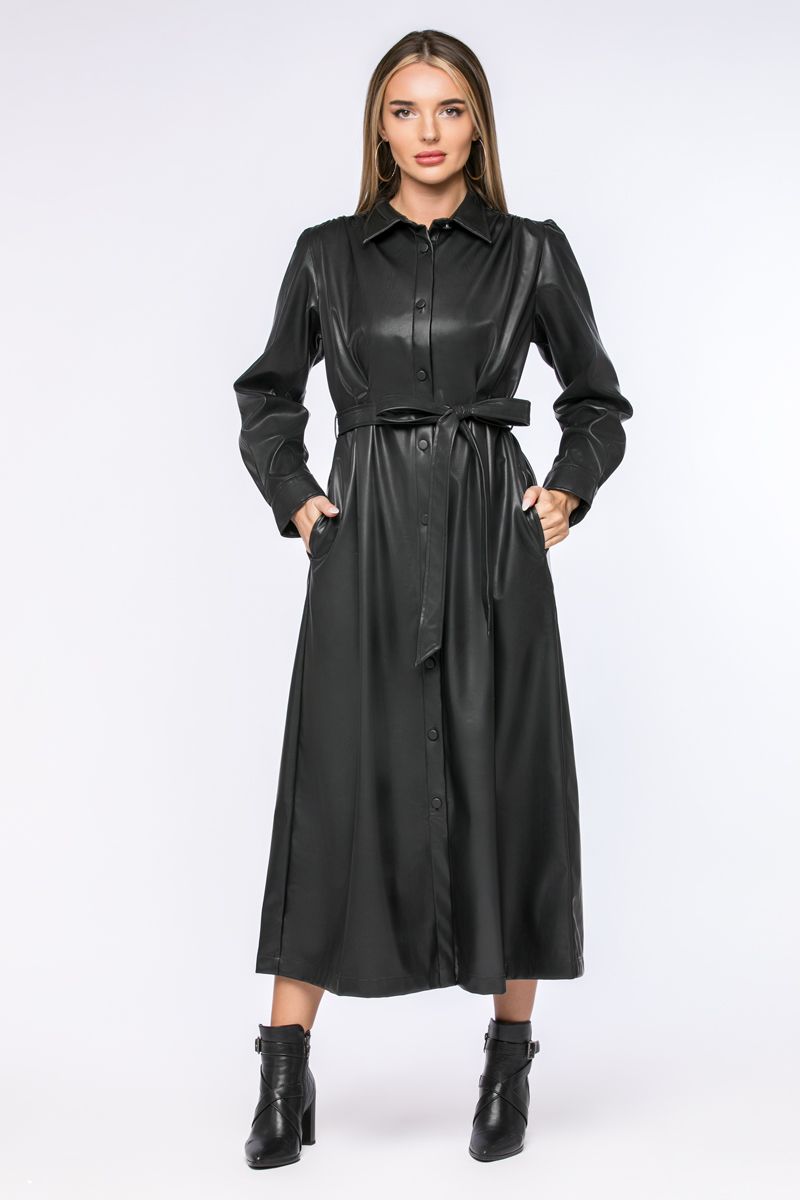 longline faux leather shirt