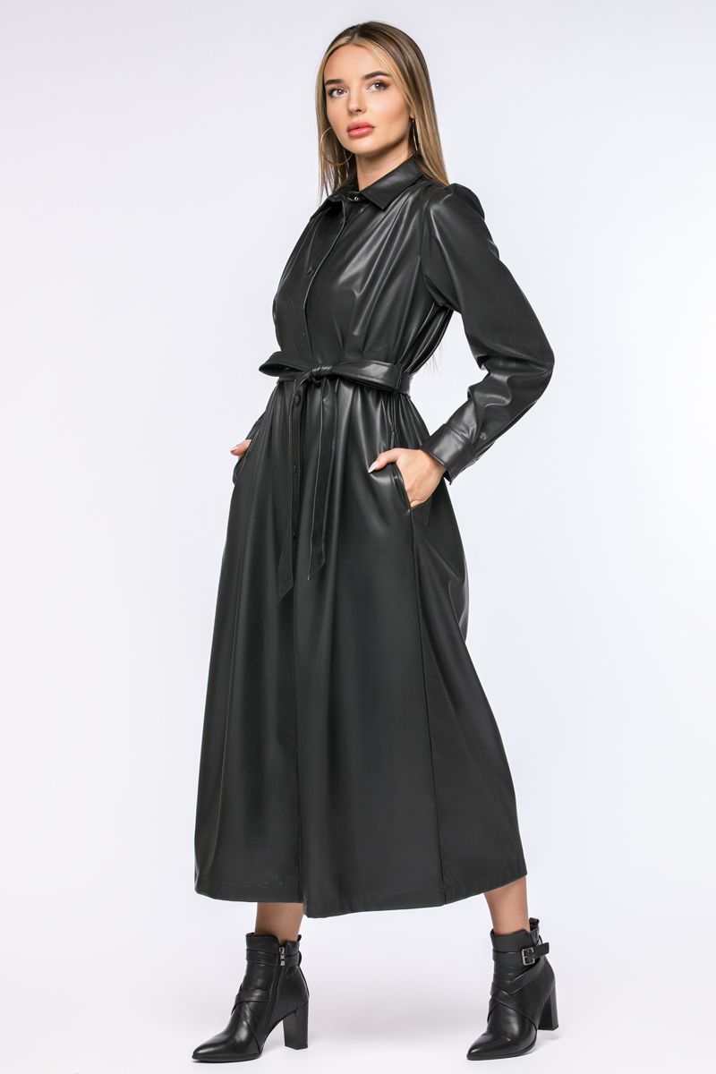 longline faux leather shirt