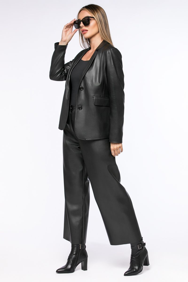 faux leather casual blazer