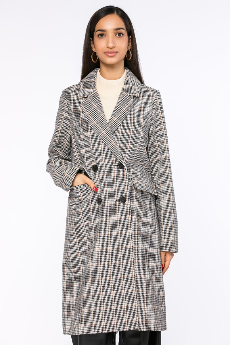 longline checkered winter coat