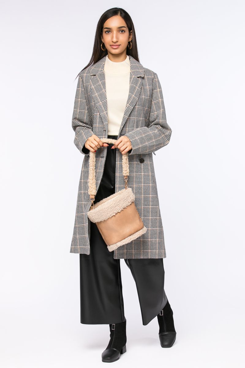 longline checkered winter coat